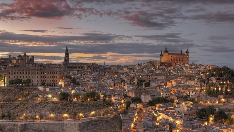 Toledo Cityscape at Dusk — Orange