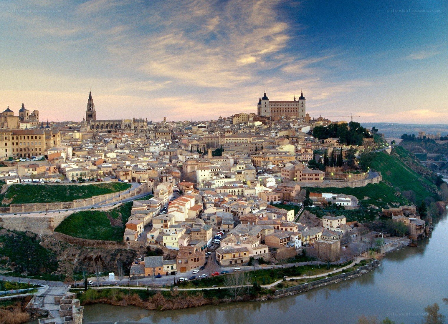 Toledo cityscape at sunset