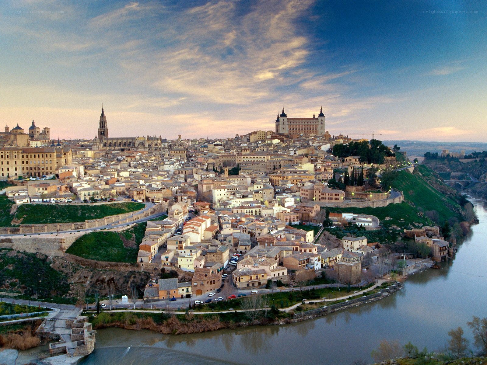 Toledo cityscape at sunset