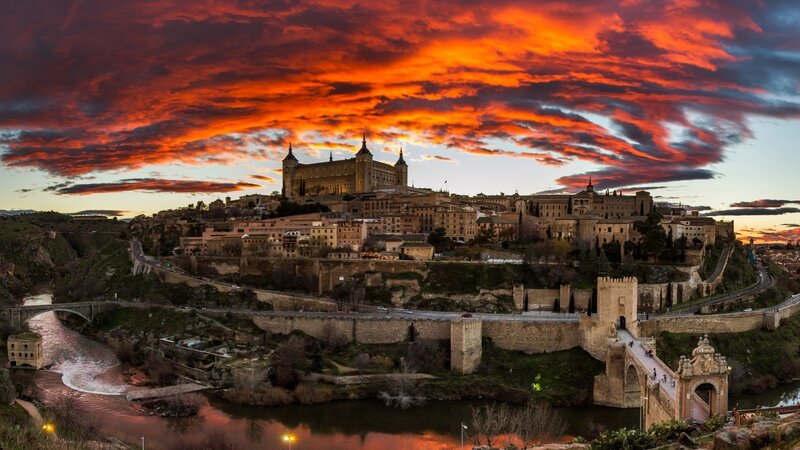 Toledo Skyline at Sunset — Orange, Dramatic