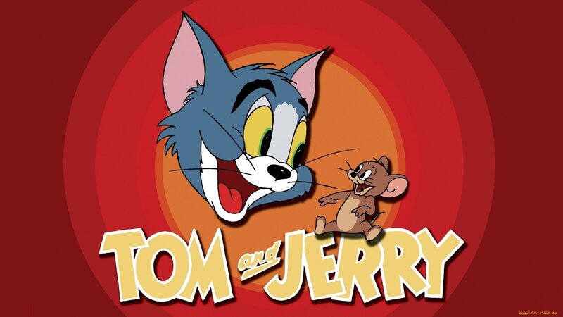 Tom and Jerry Characters — Red, Playful, Illustration, Cat, Mouse, Text