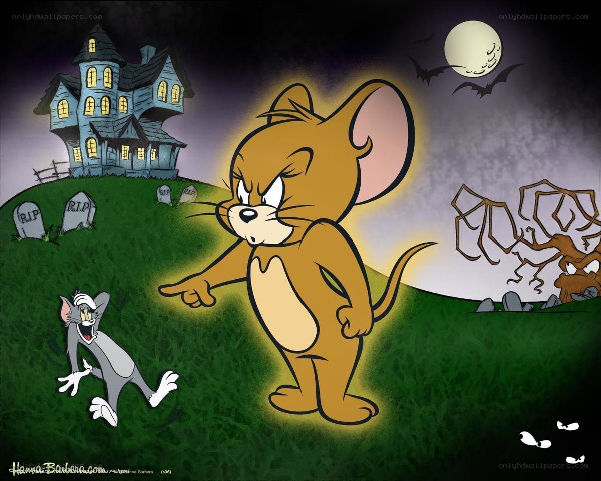 Tom and Jerry in a spooky scene