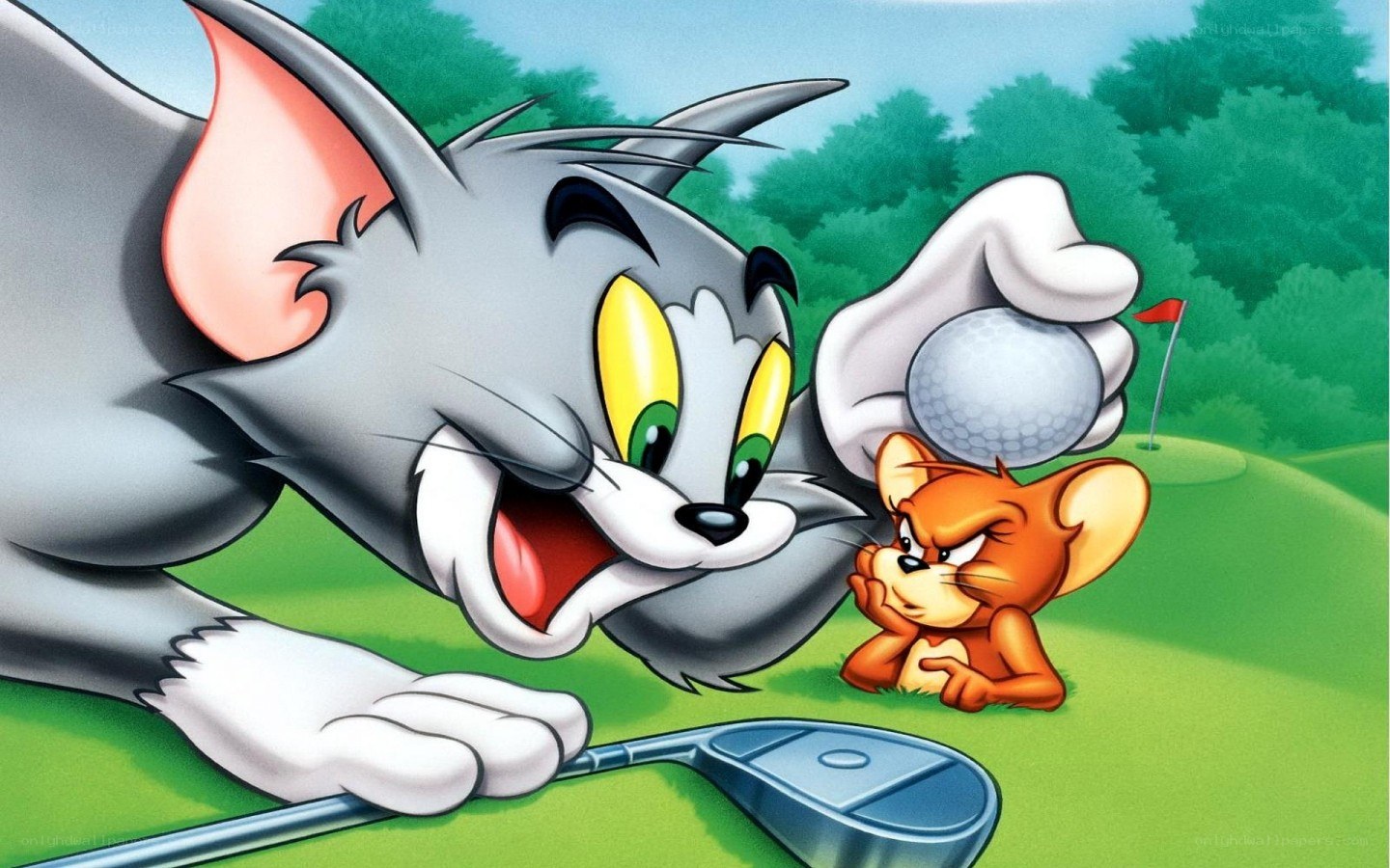 Tom and Jerry on a golf course