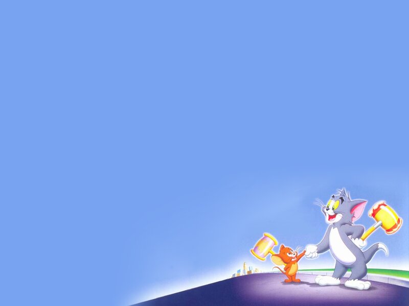 Tom and Jerry with Hammers — Blue, Playful