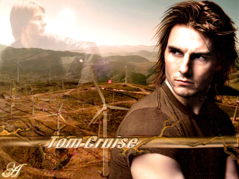 Tom Cruise portrait with wind turbines