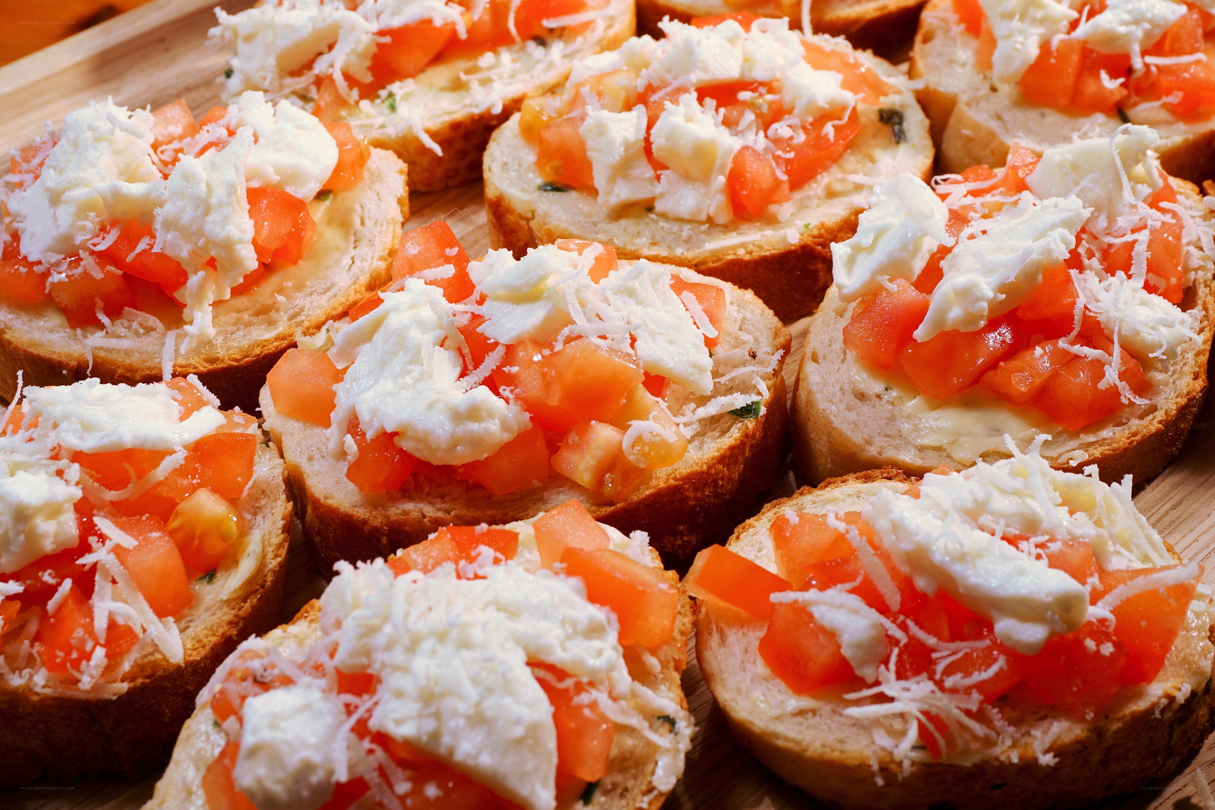 Tomato and cheese bruschetta