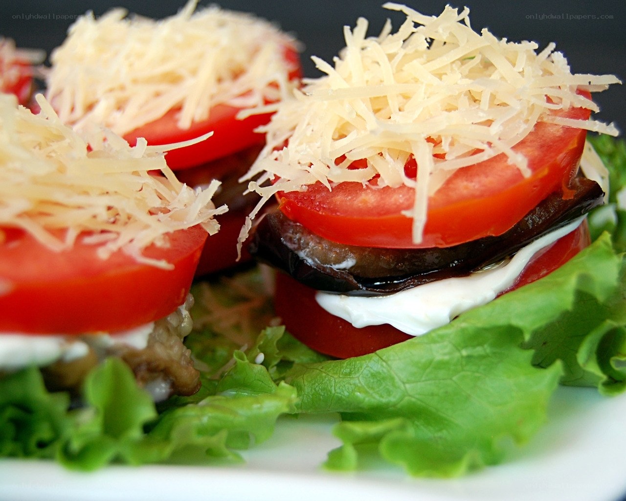 Tomato and eggplant stacks