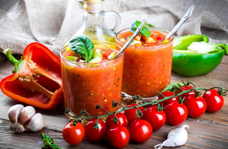 Tomato Gazpacho in Glasses