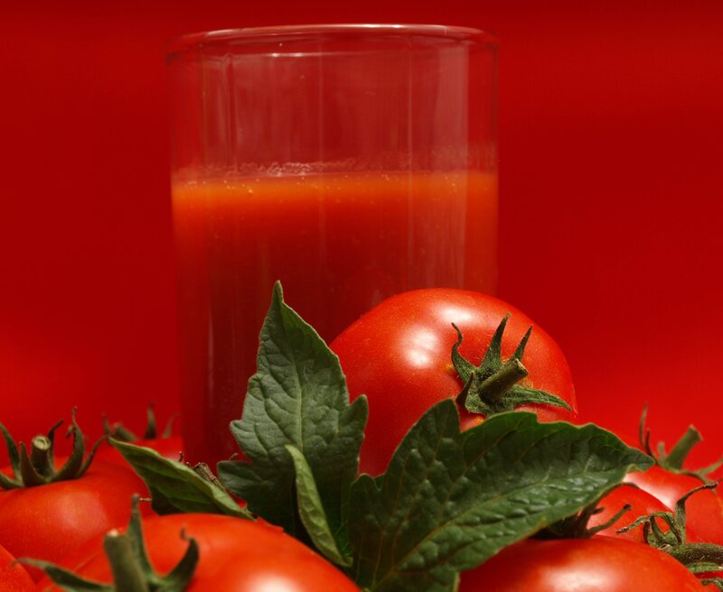 Tomato Juice in Glass — Red, Vibrant, Photograph, Tomatoes