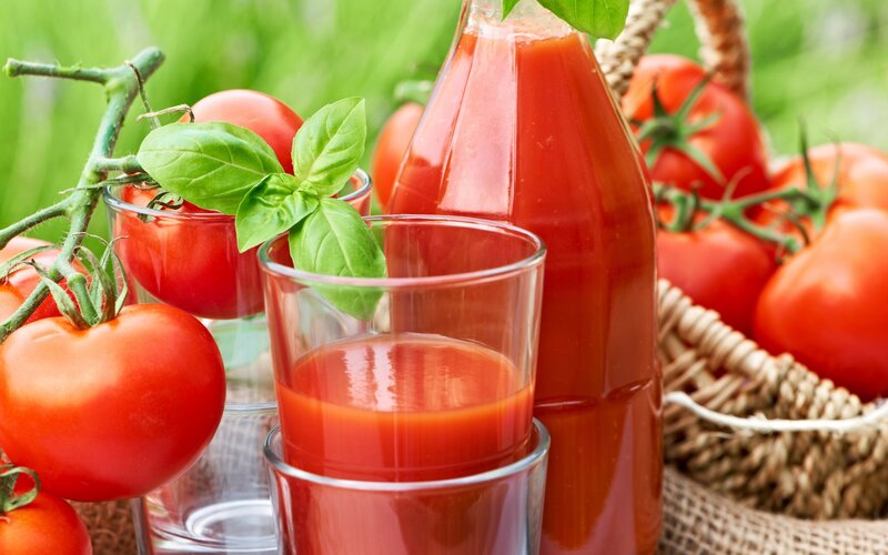 Tomato Juice in Glasses — Red