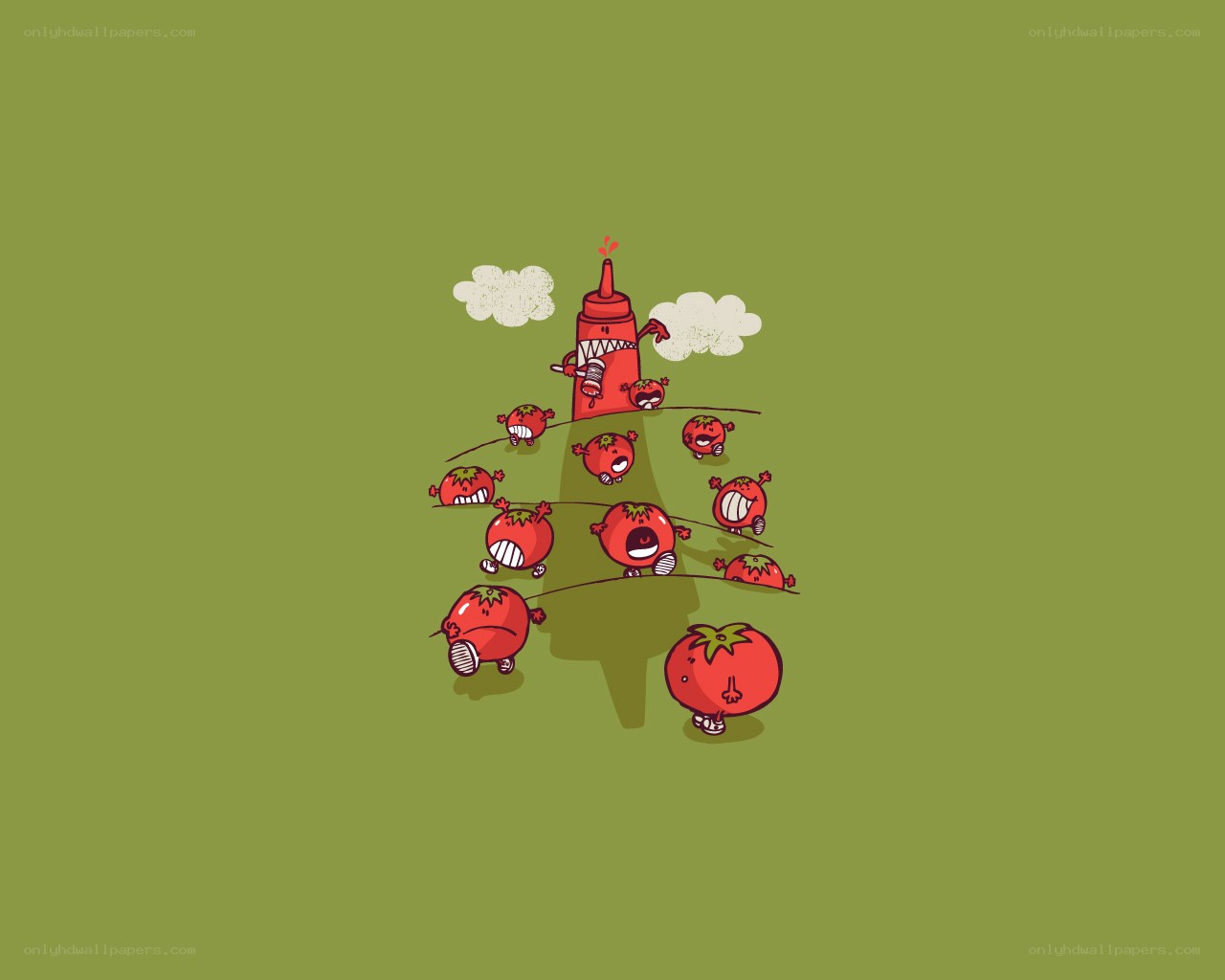 Tomato monsters attack ketchup tower