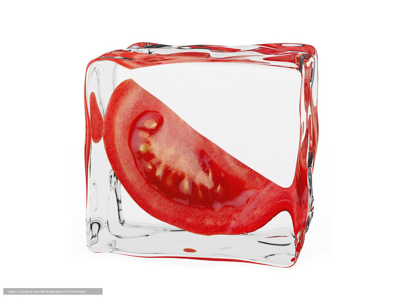 tomato slice in ice cube