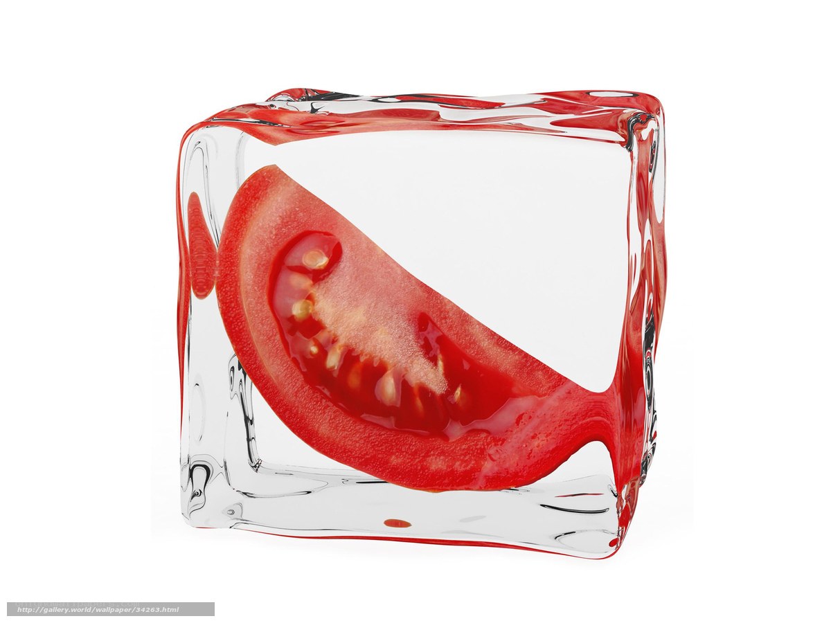 tomato slice in ice cube