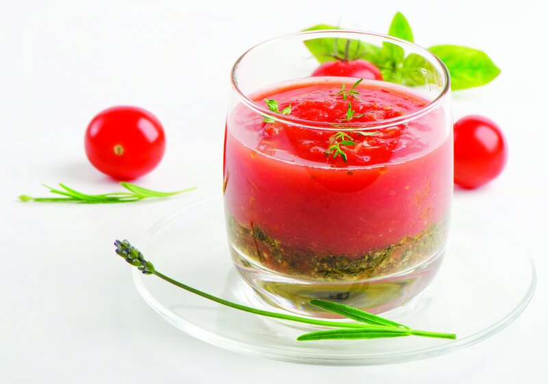 Tomato soup in a glass