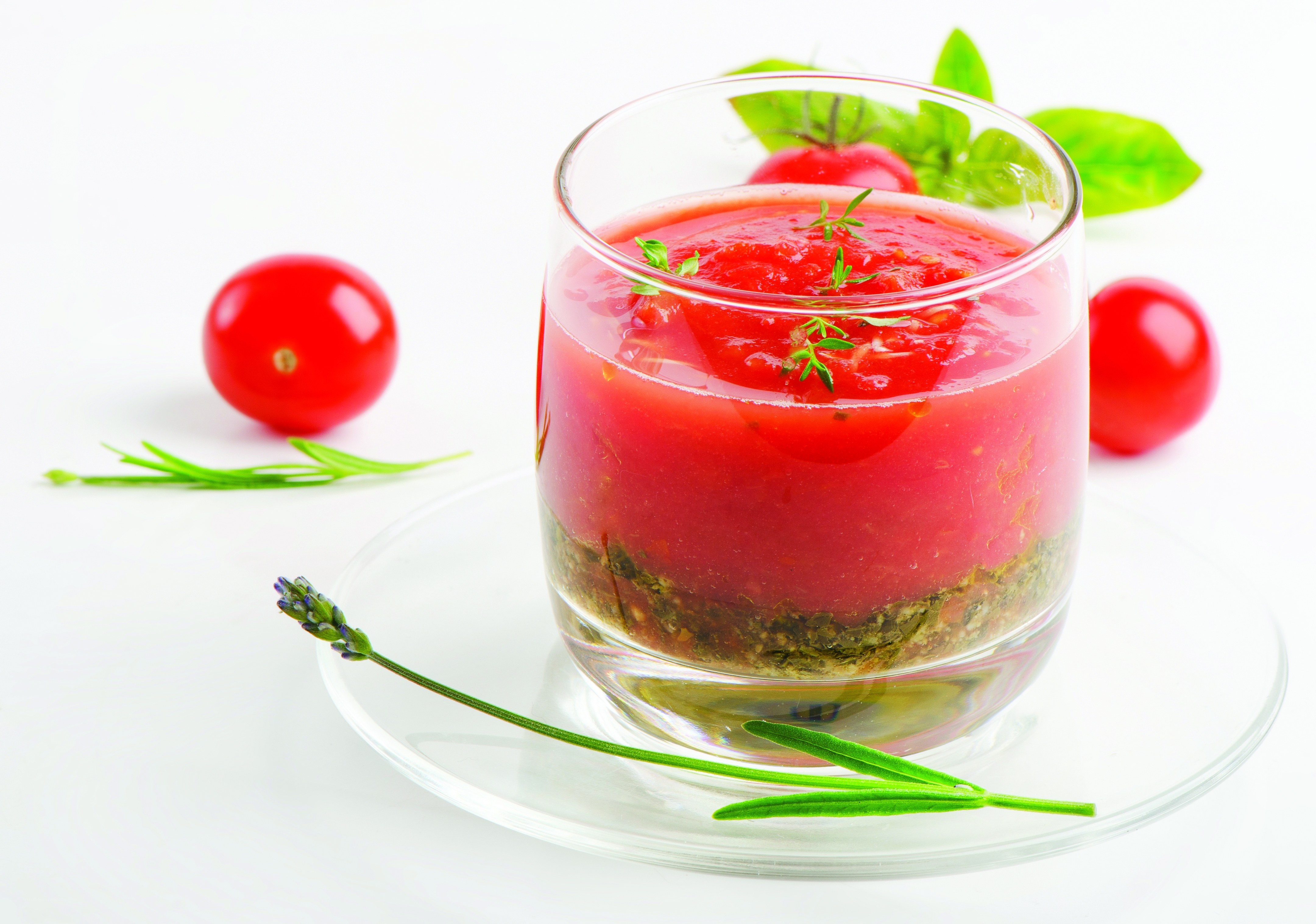 Tomato soup in a glass