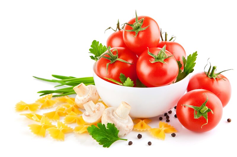 Tomatoes and Pasta Ingredients — Red