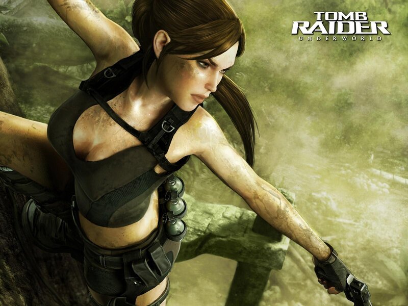Tomb Raider Character — Green, Dramatic, Digital Art, Gun, Forest