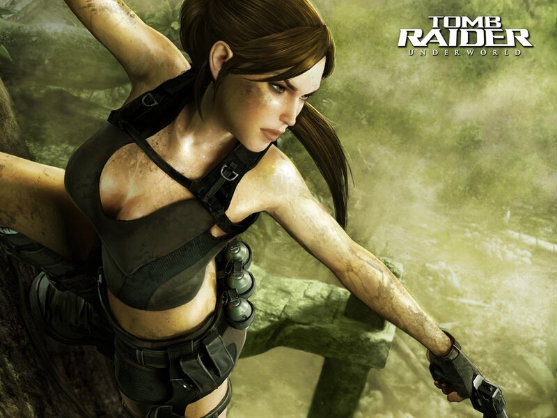 Tomb Raider Character — Green, Dramatic, Digital Art, Gun