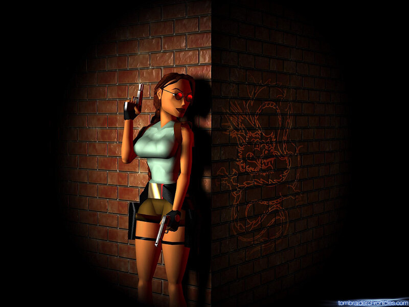 Tomb Raider character in dark alley