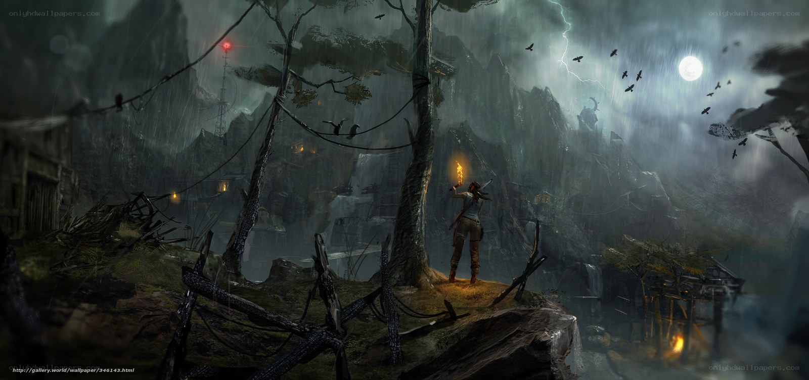 Tomb Raider in stormy jungle