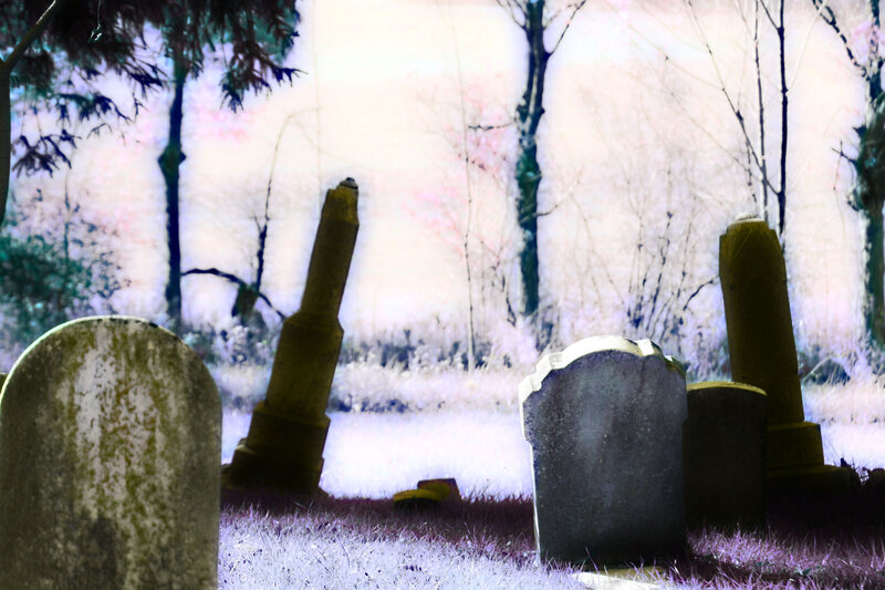 Tombstones in Cemetery — Gray