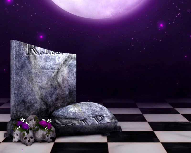 Tombstones in Graveyard — Purple