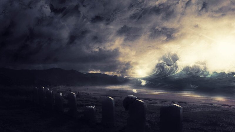 Tombstones on Beach — Dark Gray