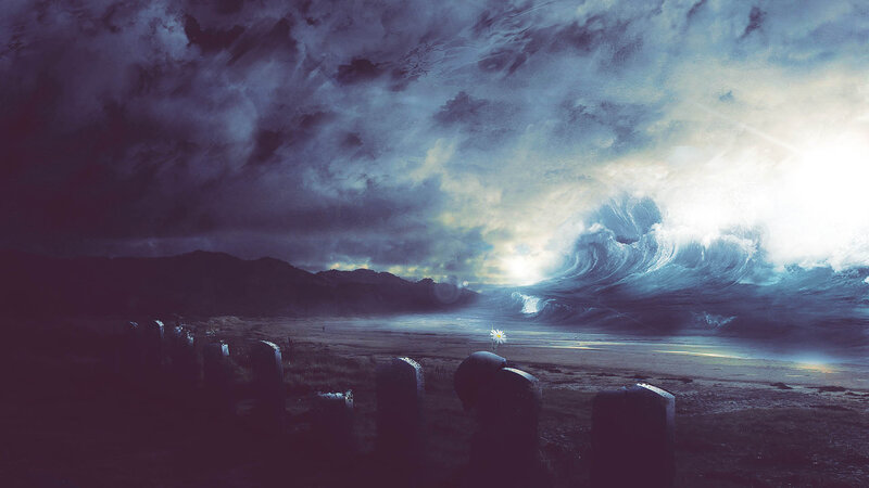 Tombstones on Beach