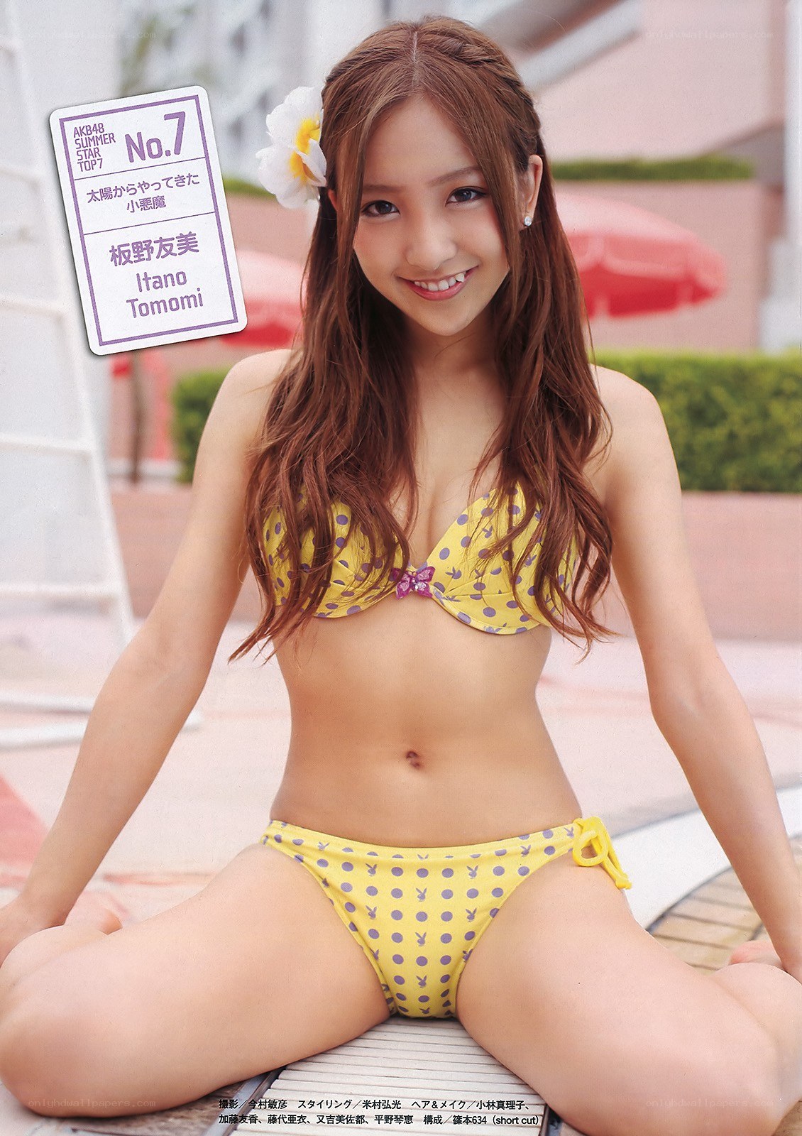 Tomomi Itano in yellow bikini