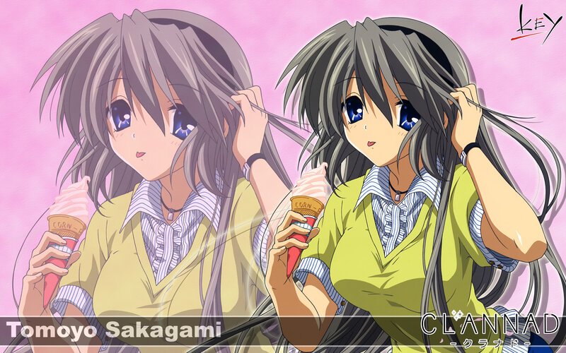 Tomoyo Sakagami with ice cream