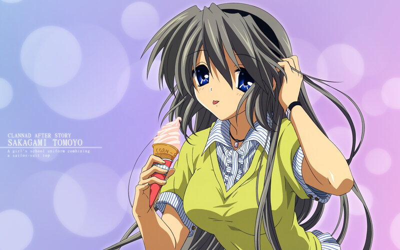 Tomoyo Sakagami with ice cream