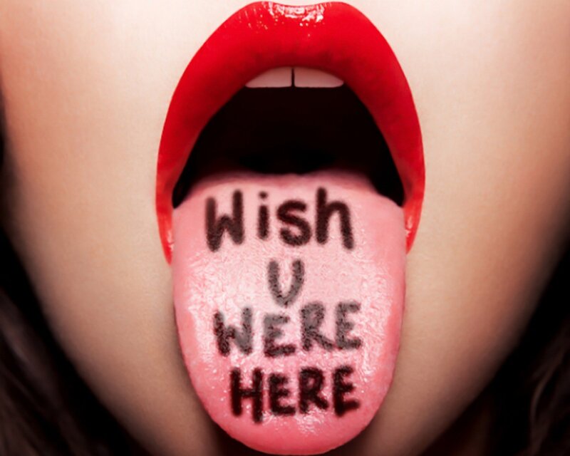 tongue with text message