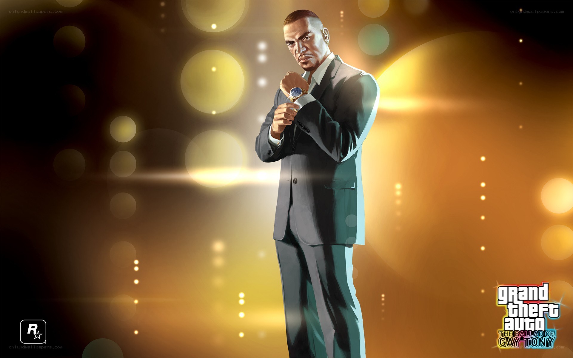 Tony in a suit with lights
