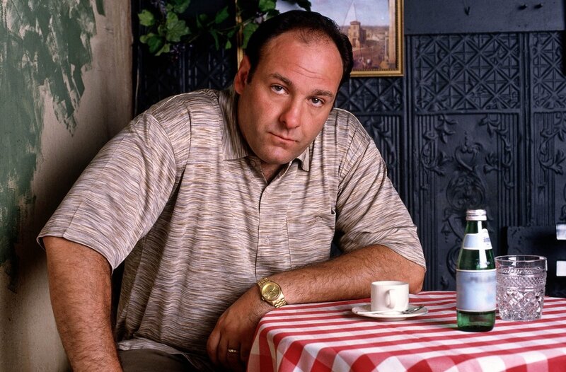Tony Soprano at a restaurant table