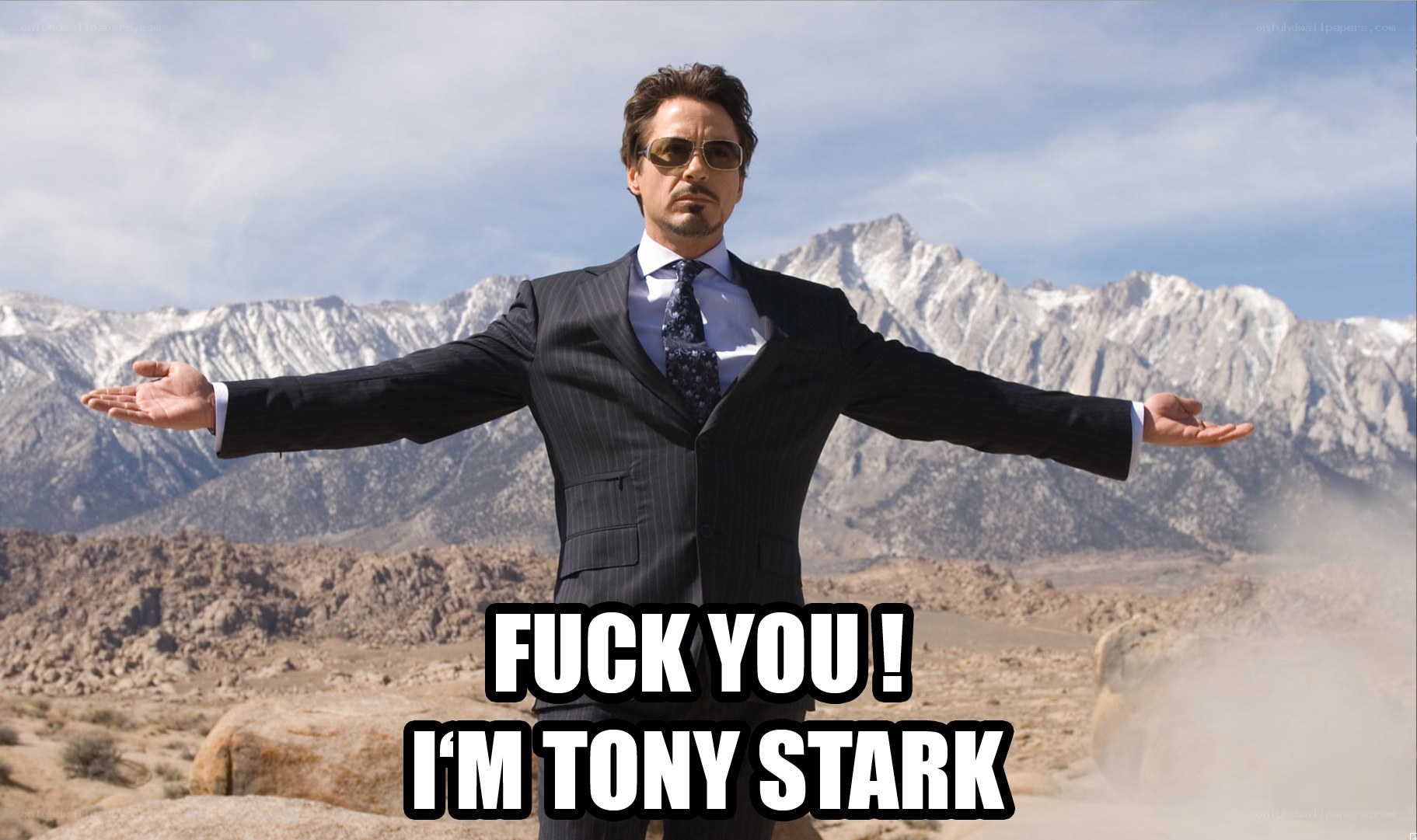 Tony Stark defiant pose