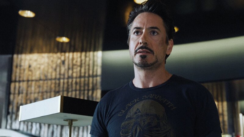 Tony Stark in a Black Sabbath shirt