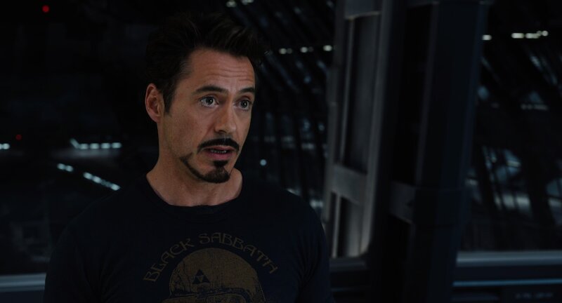 Tony Stark in Black Sabbath shirt