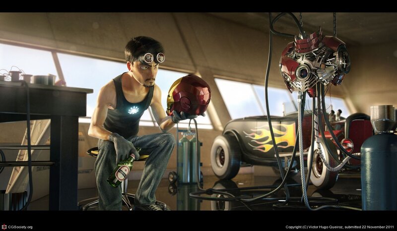 Tony Stark in his workshop