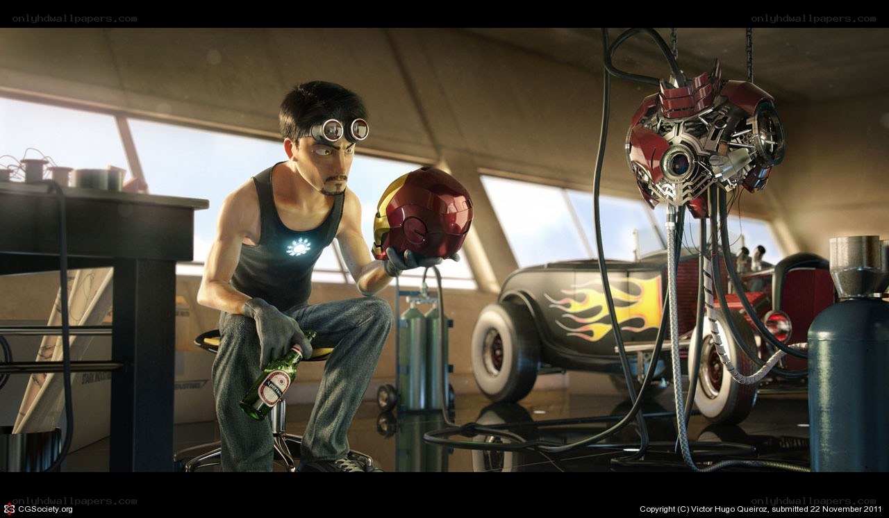 Tony Stark in his workshop