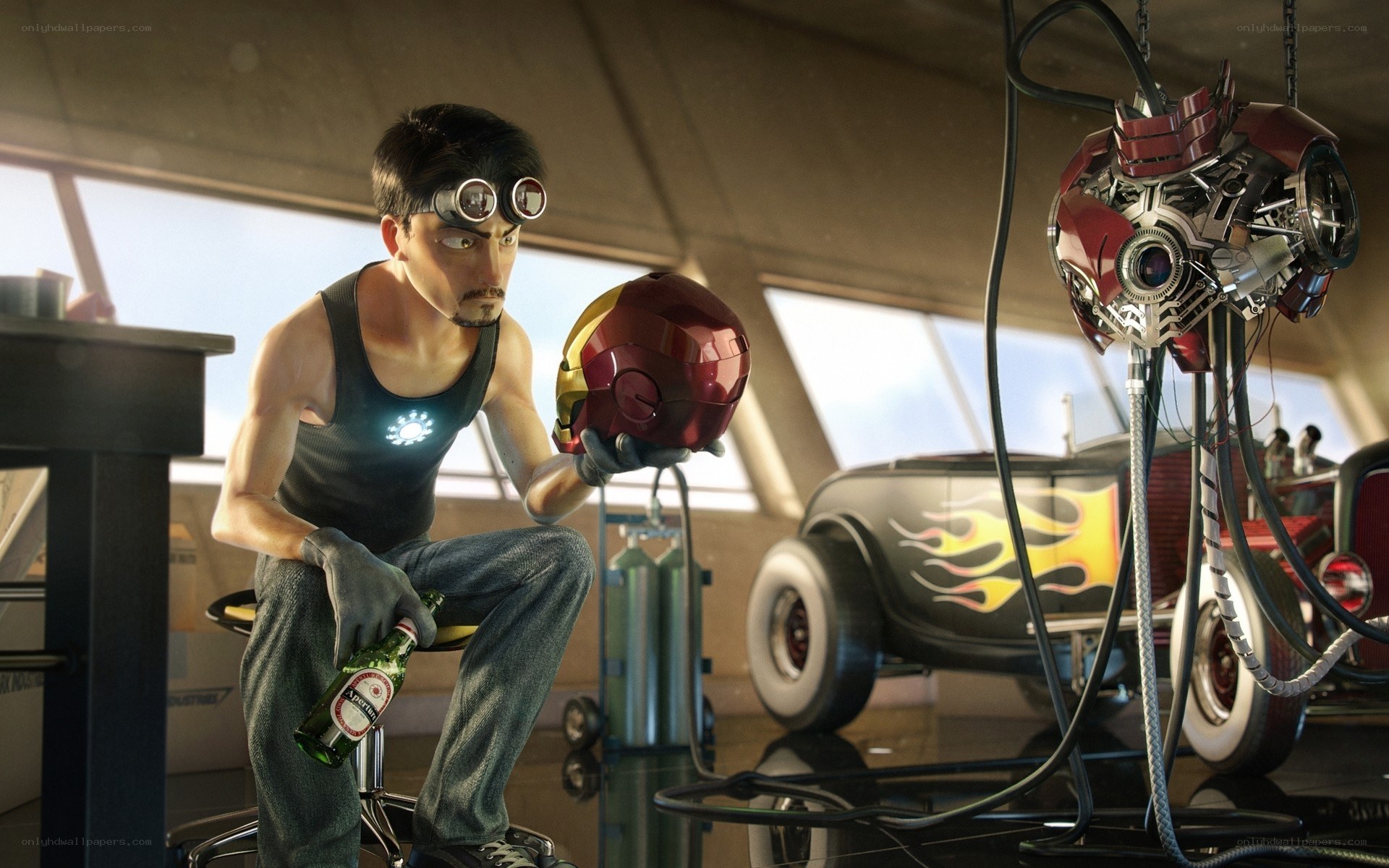 Tony Stark in his workshop