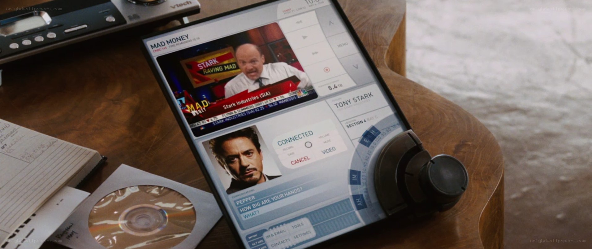 Tony Stark's tablet interface