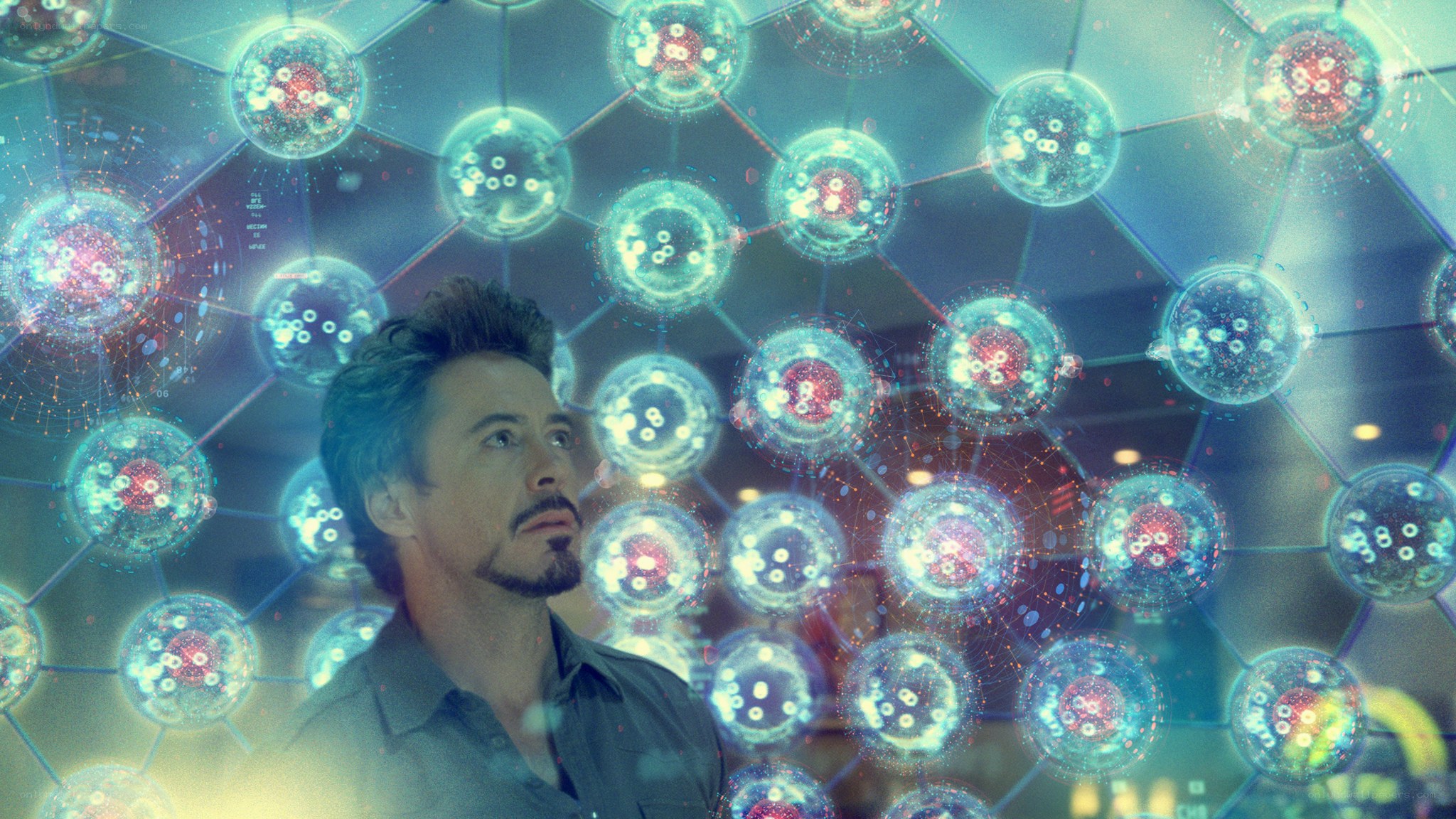 Tony Stark with holographic interface