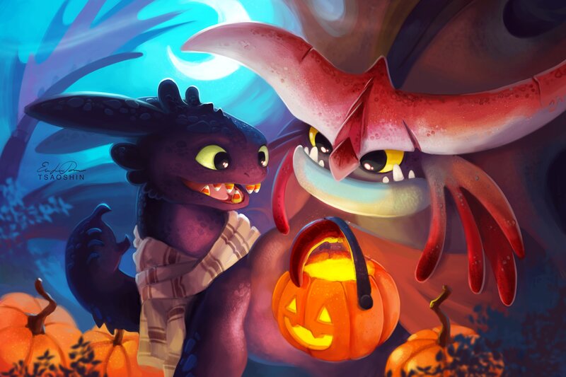 Toothless and Red Dragon