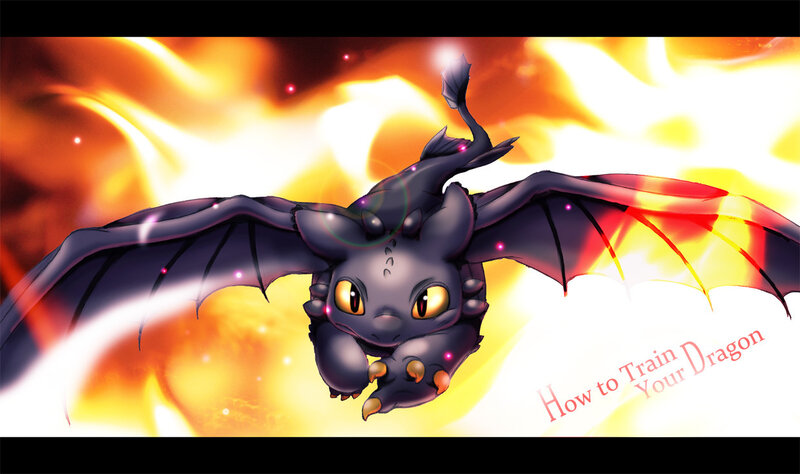 Toothless in flames
