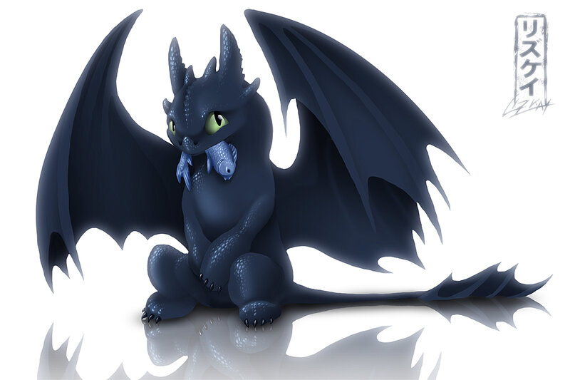 Toothless with fish