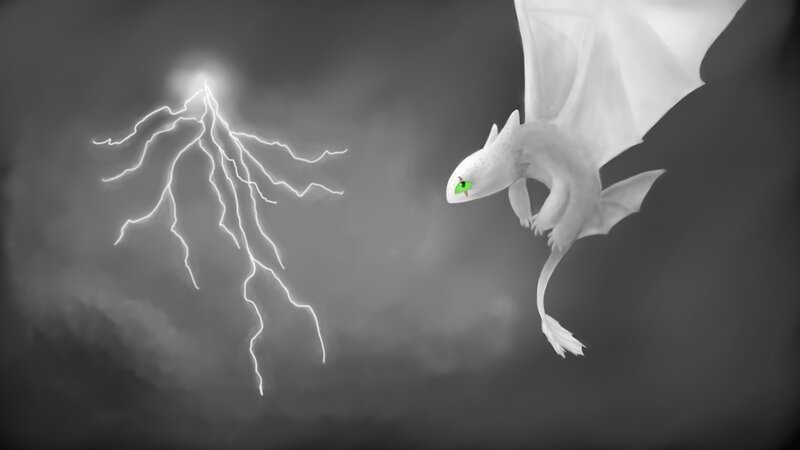 Toothless with lightning
