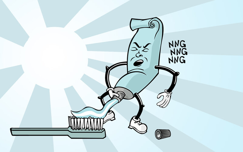 Toothpaste character struggles