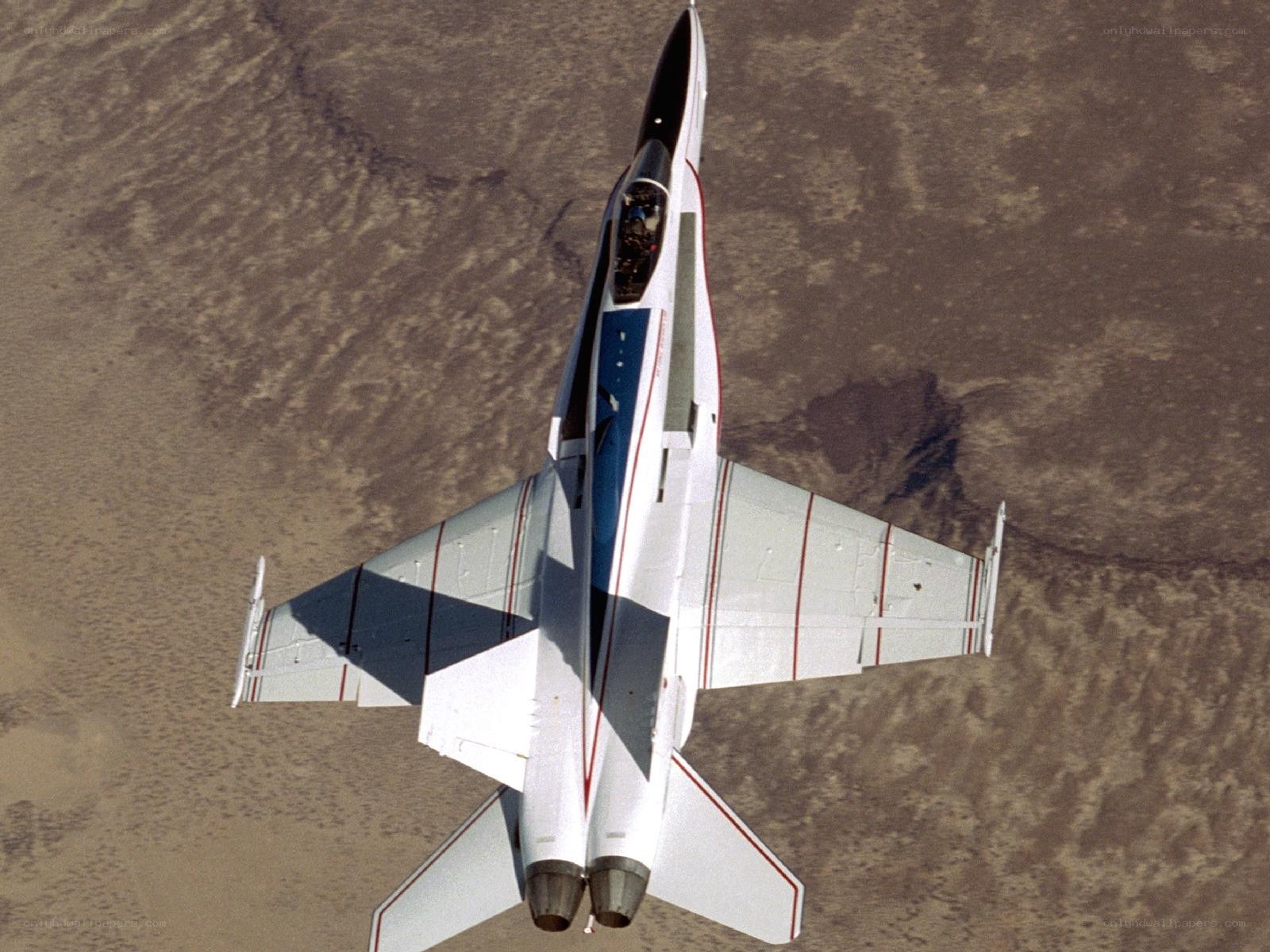 Top-down view of a fighter jet
