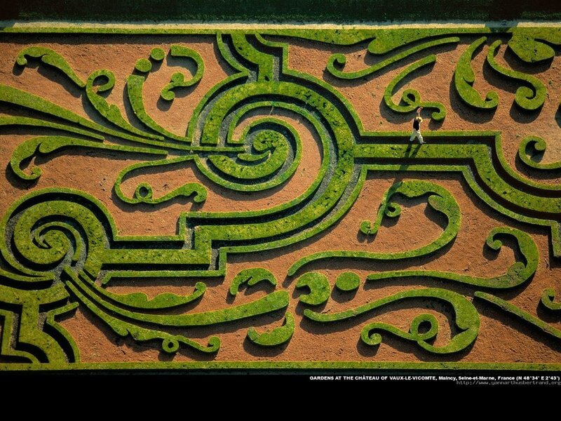 Top-down view of a garden maze