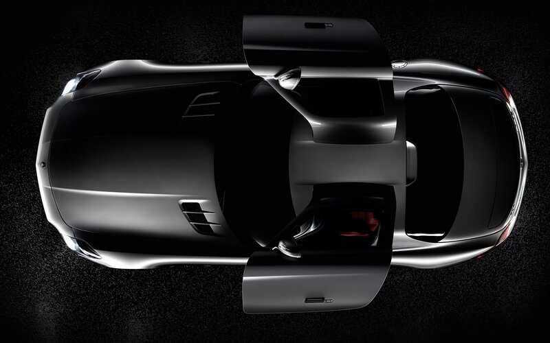 Top-down view of a luxury car